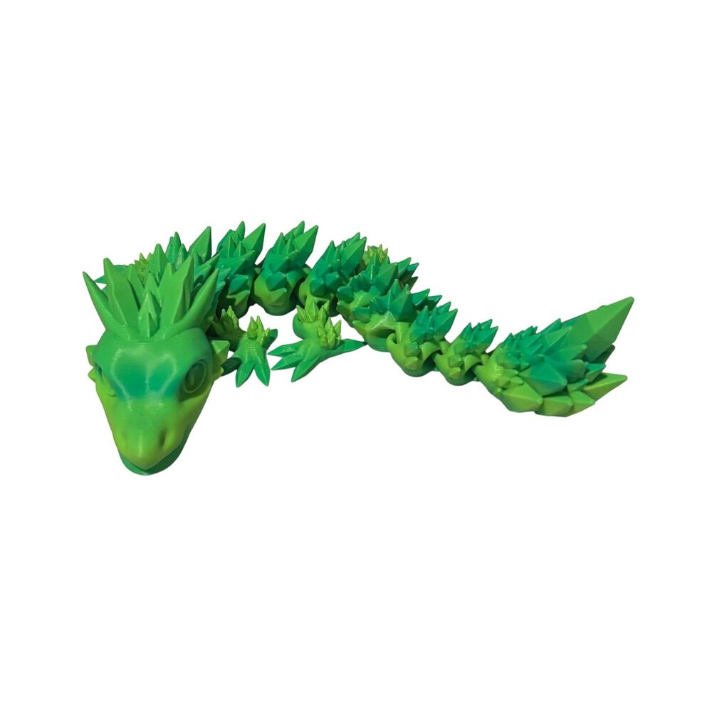 3D Printed - 8" Baby Crystal Dragon - Mint Lime - #3408-44